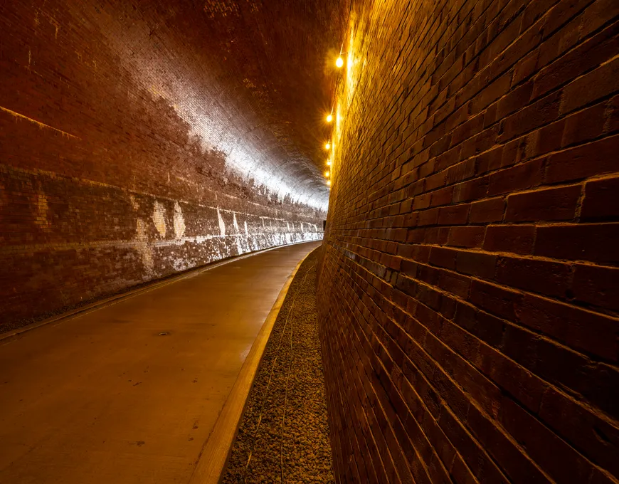 Interior view of the restored Niagara Parks Power Station with industrial architecture